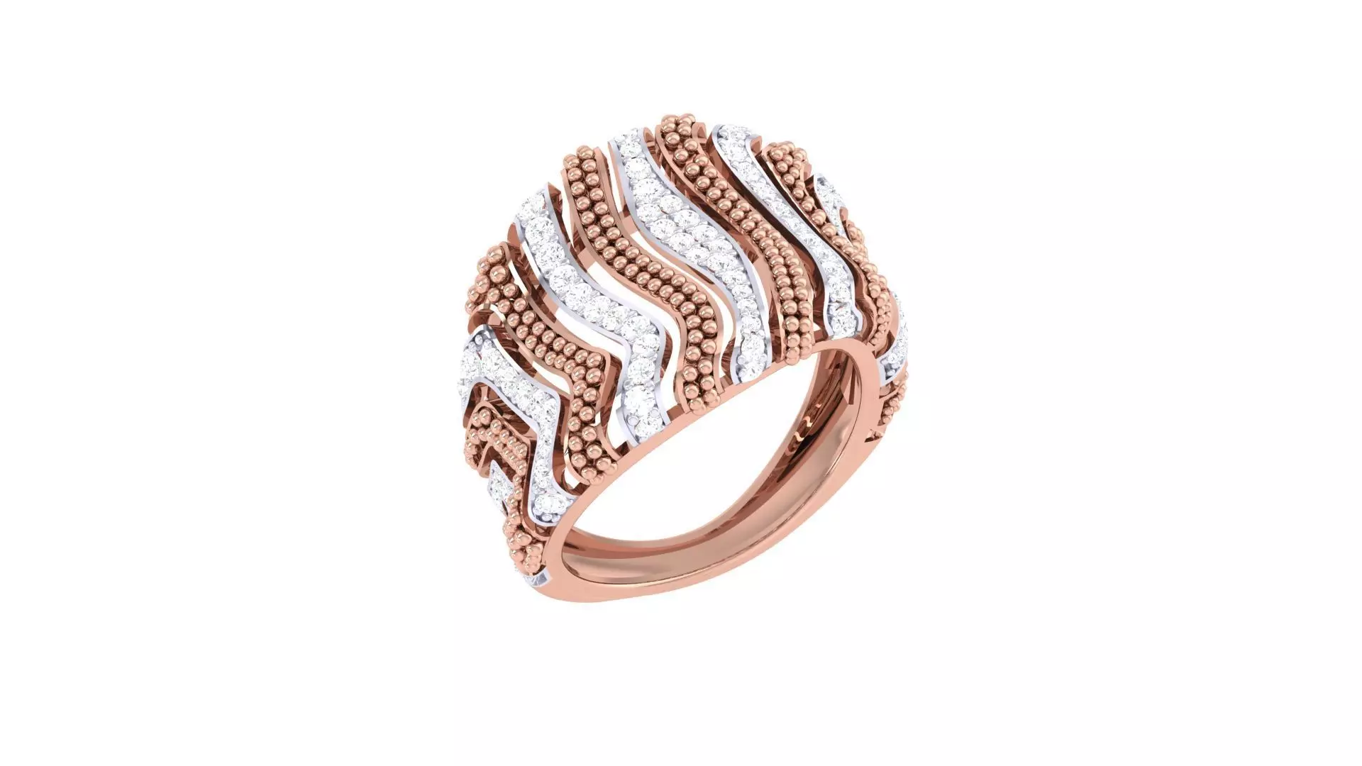 High Jewelry Wire Dot Diamond Cocktail Ring 3dm stl obj 3D print model