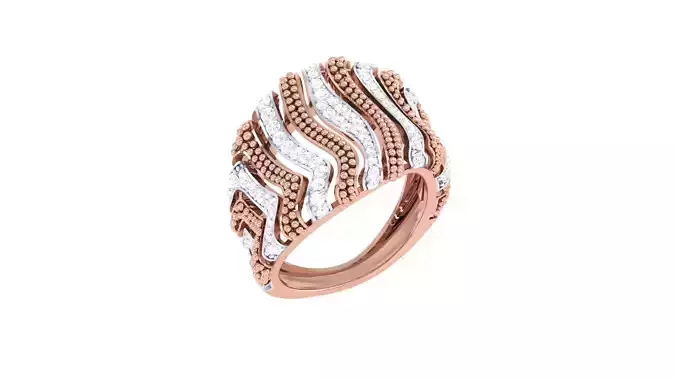 High Jewelry Wire Dot Diamond Cocktail Ring 3dm stl obj