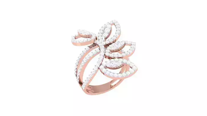 High Jewelry Leaves Diamond Cocktail Ring 3dm stl obj 3D print model