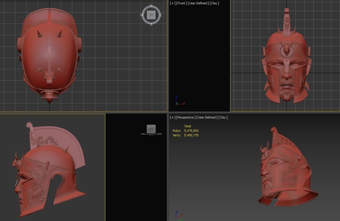 Ceremonial Corinthian - Roman Style General Helmet with Mask 3D print model_11