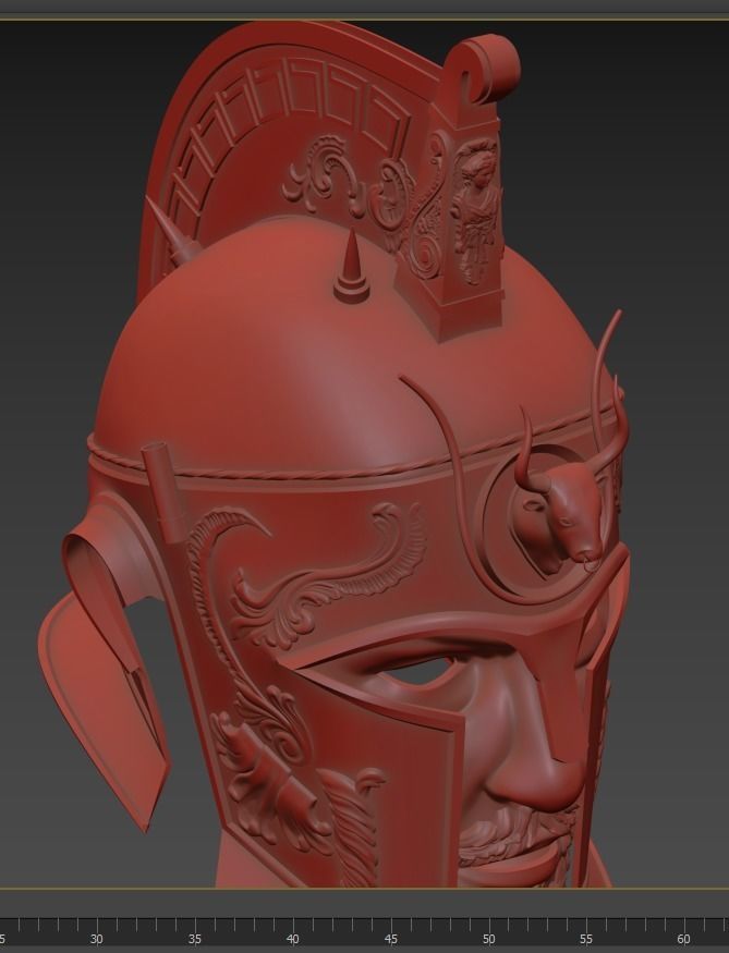 Ceremonial Corinthian - Roman Style General Helmet with Mask 3D print model_8