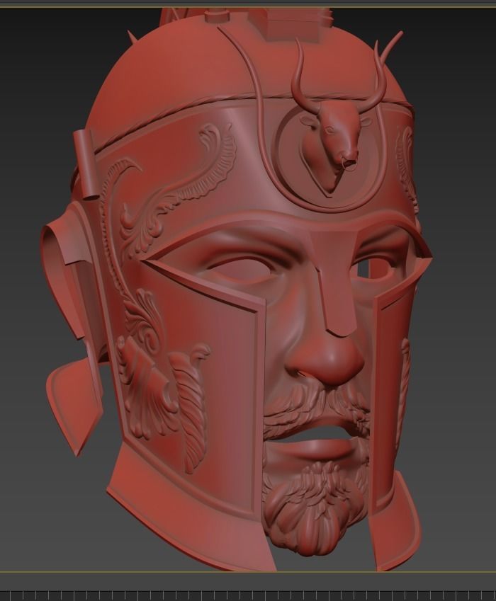 Ceremonial Corinthian - Roman Style General Helmet with Mask 3D print model_7