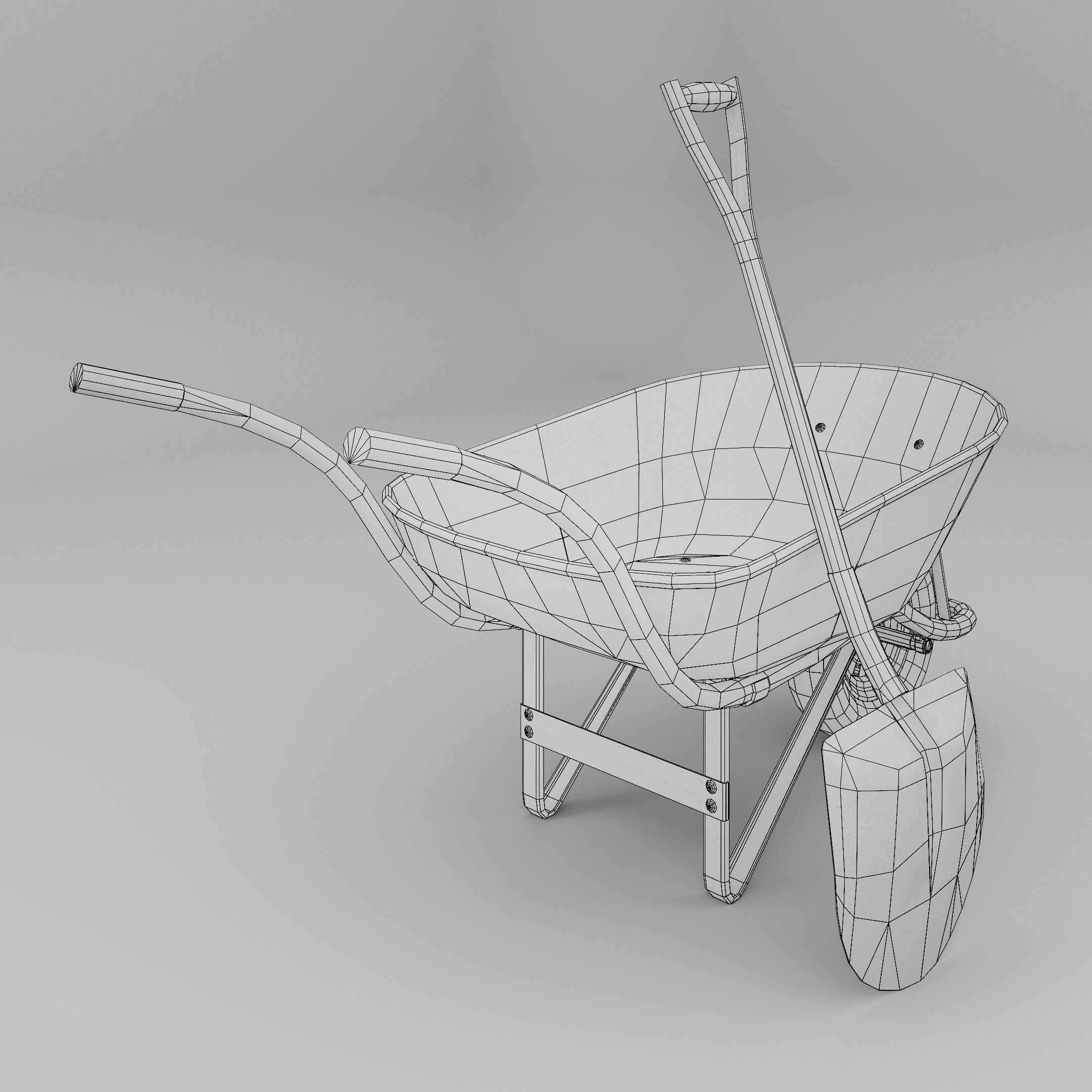 Wheelbarrow  Free low-poly 3D model_4