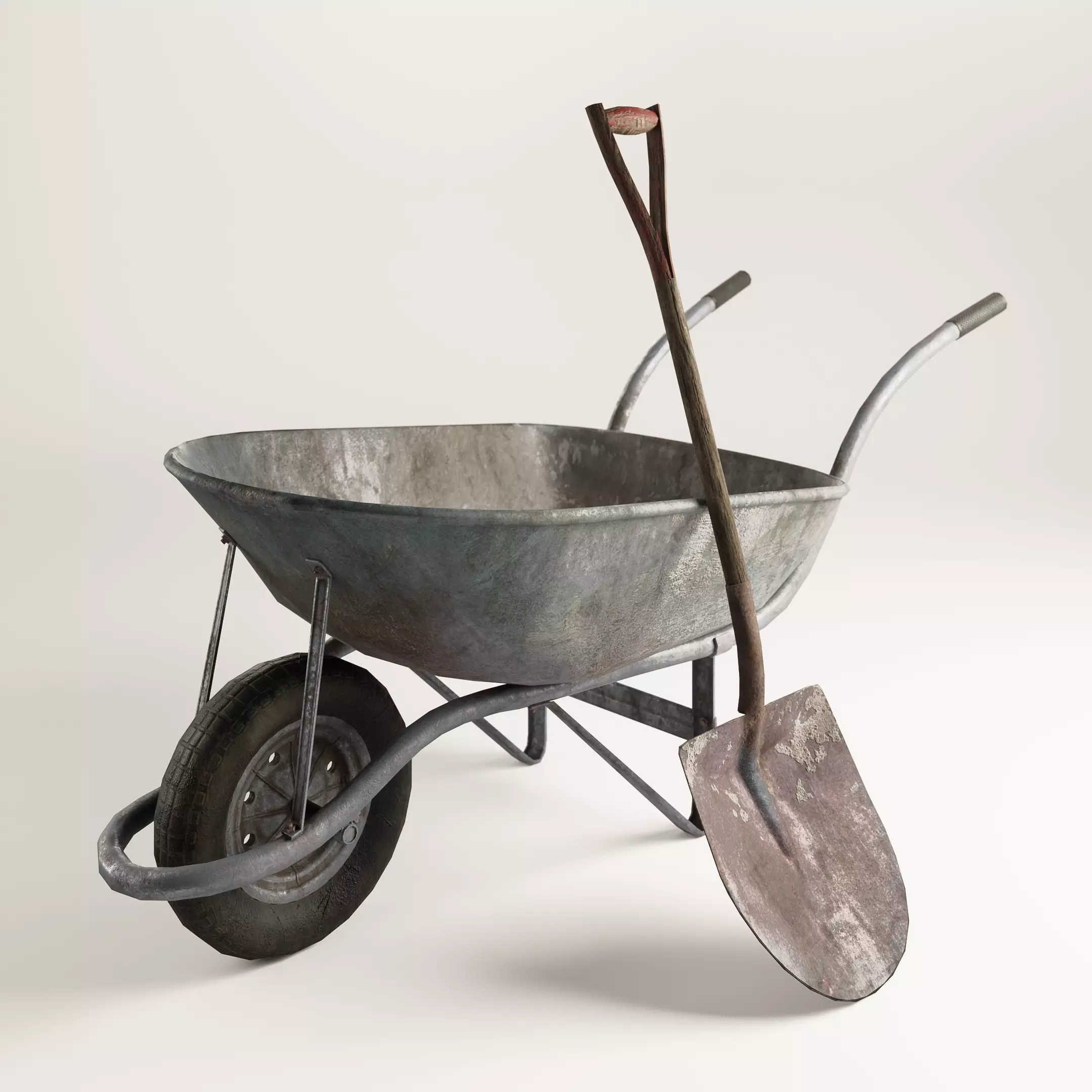 Wheelbarrow  Free low-poly 3D model_0