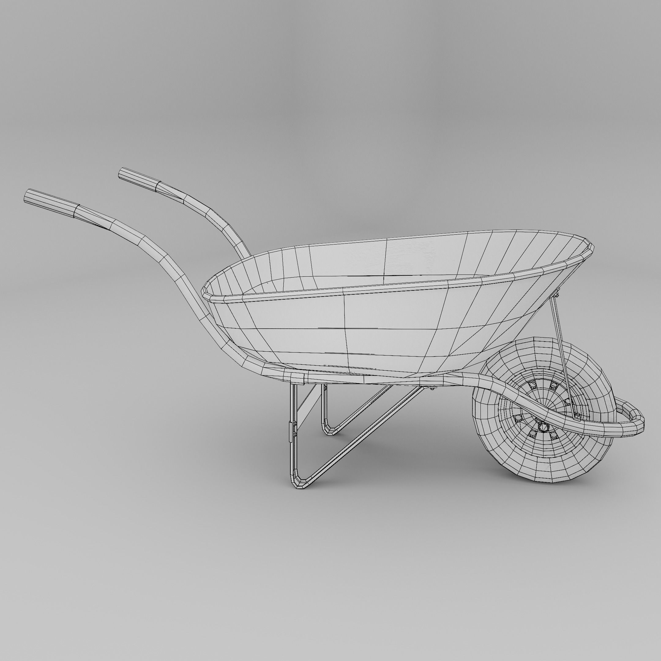 Wheelbarrow  Free low-poly 3D model_5
