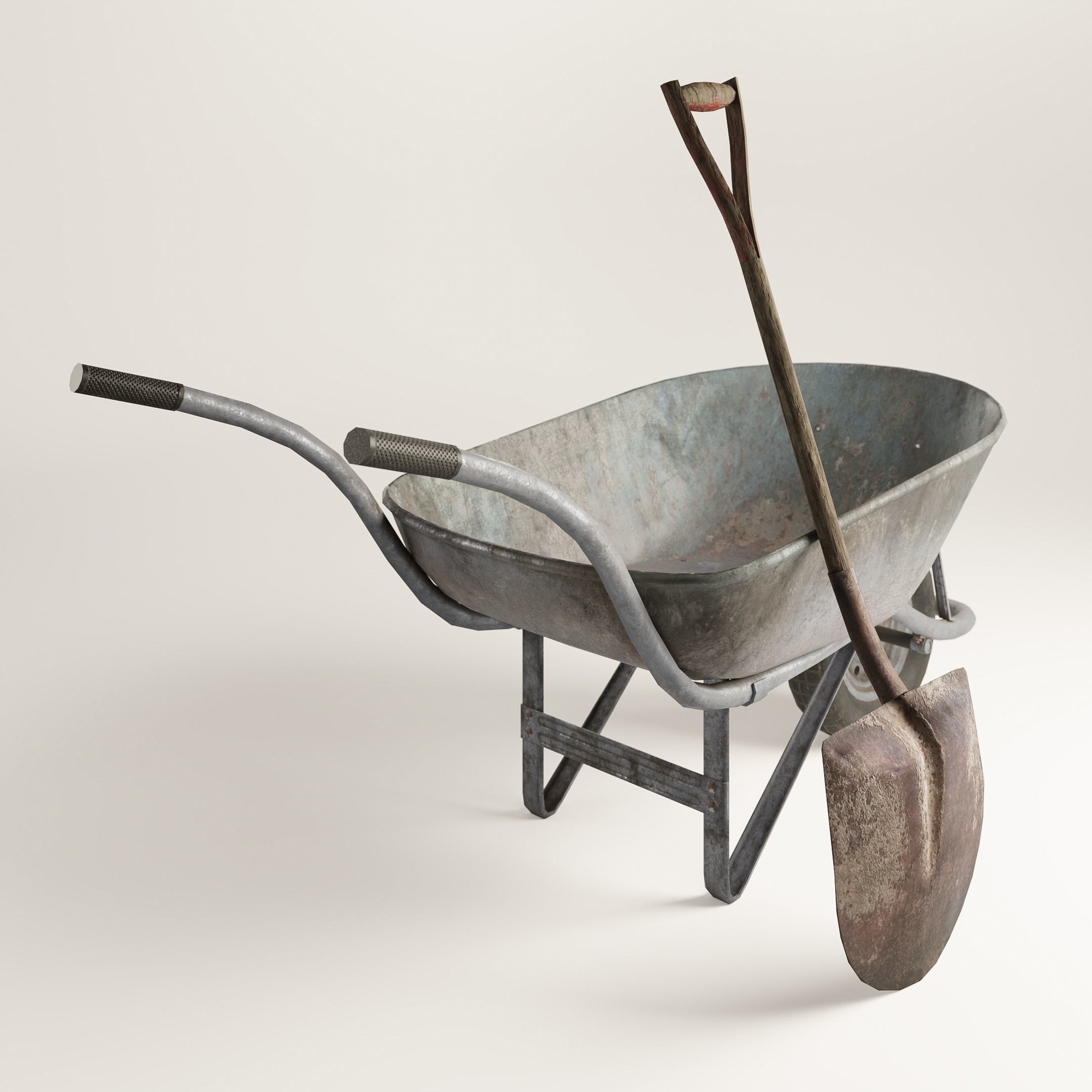 Wheelbarrow  Free low-poly 3D model_1