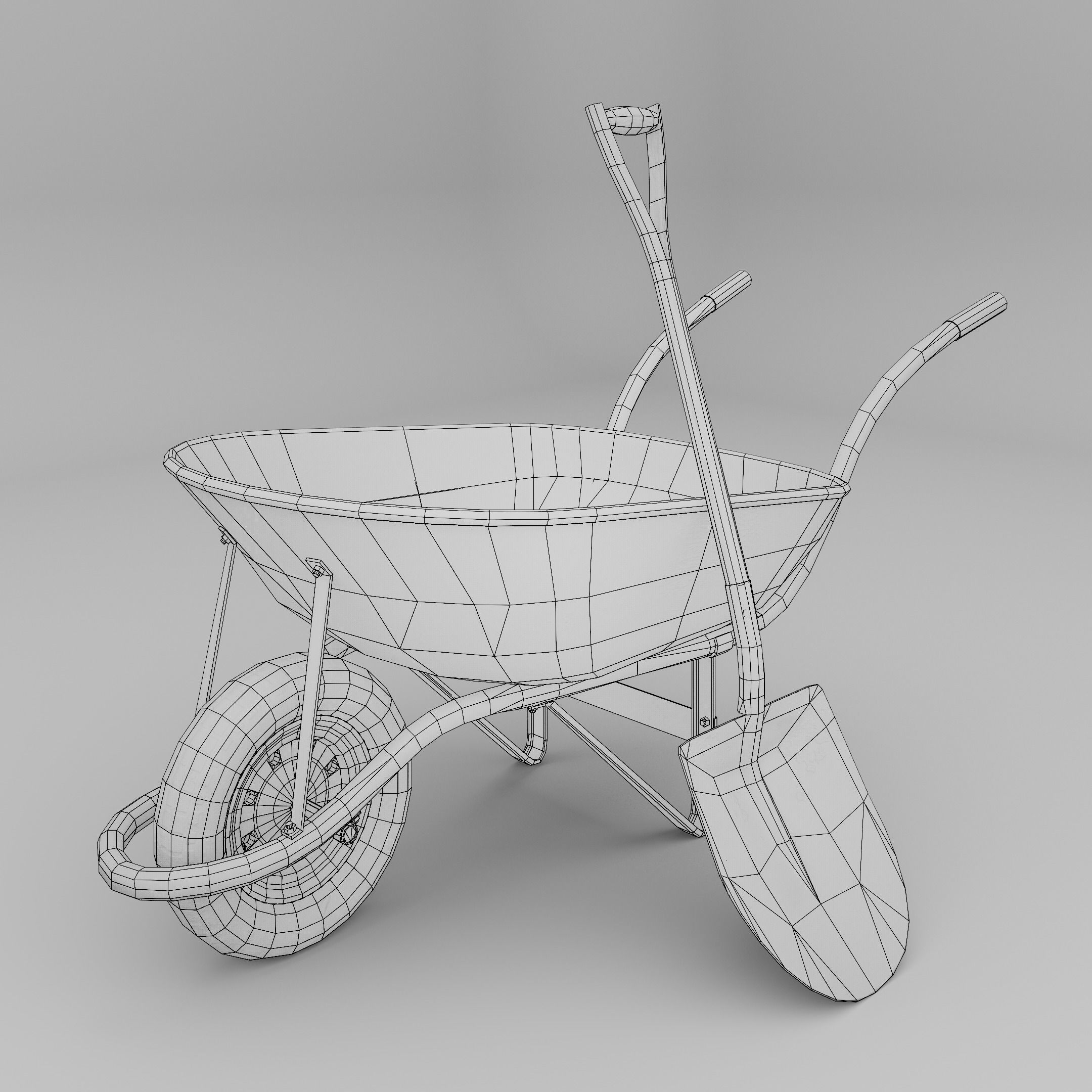 Wheelbarrow  Free low-poly 3D model_3