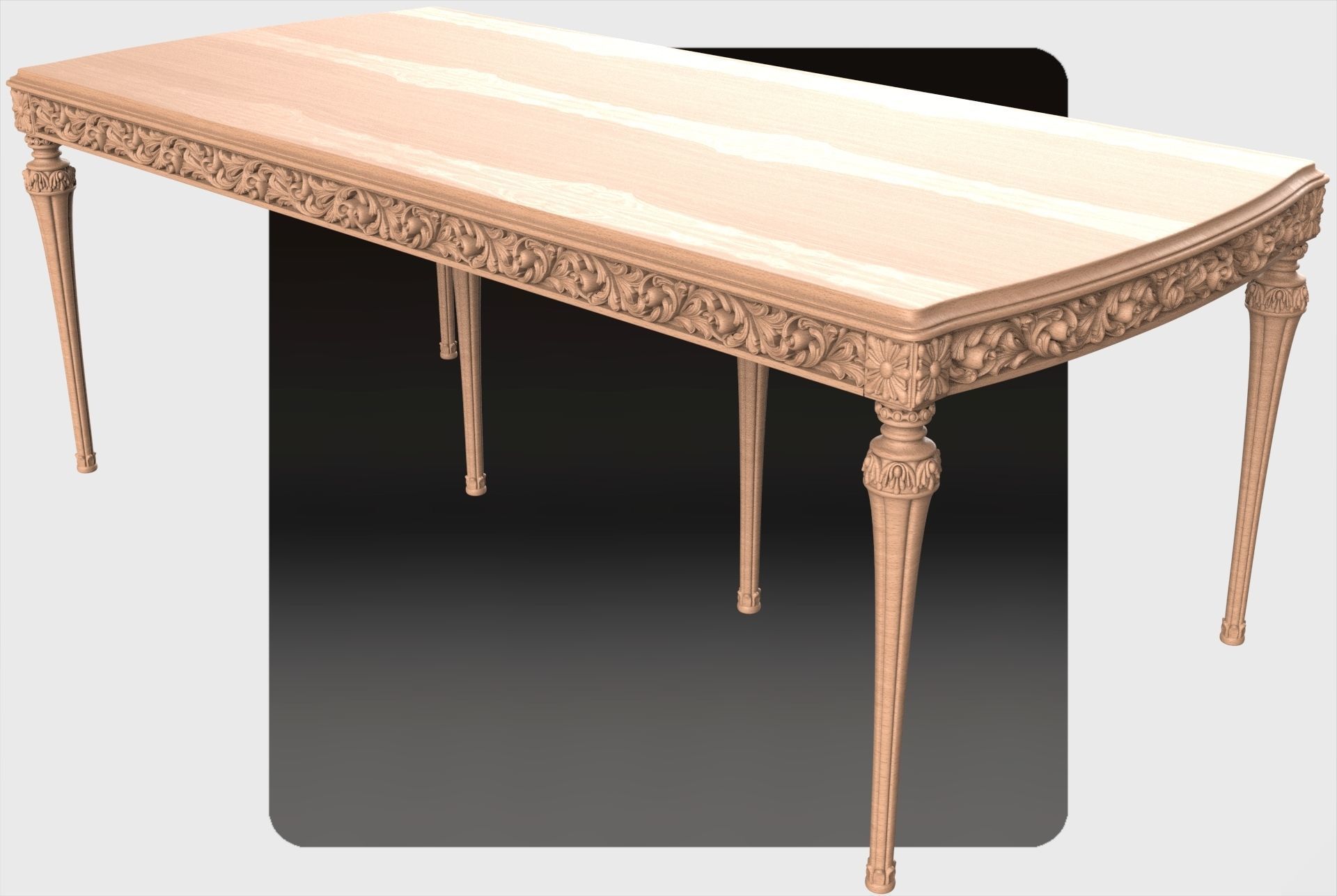 Carved dinner table for cnc 1 3D model_1