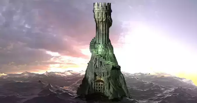 Grey scull Tower 3D model