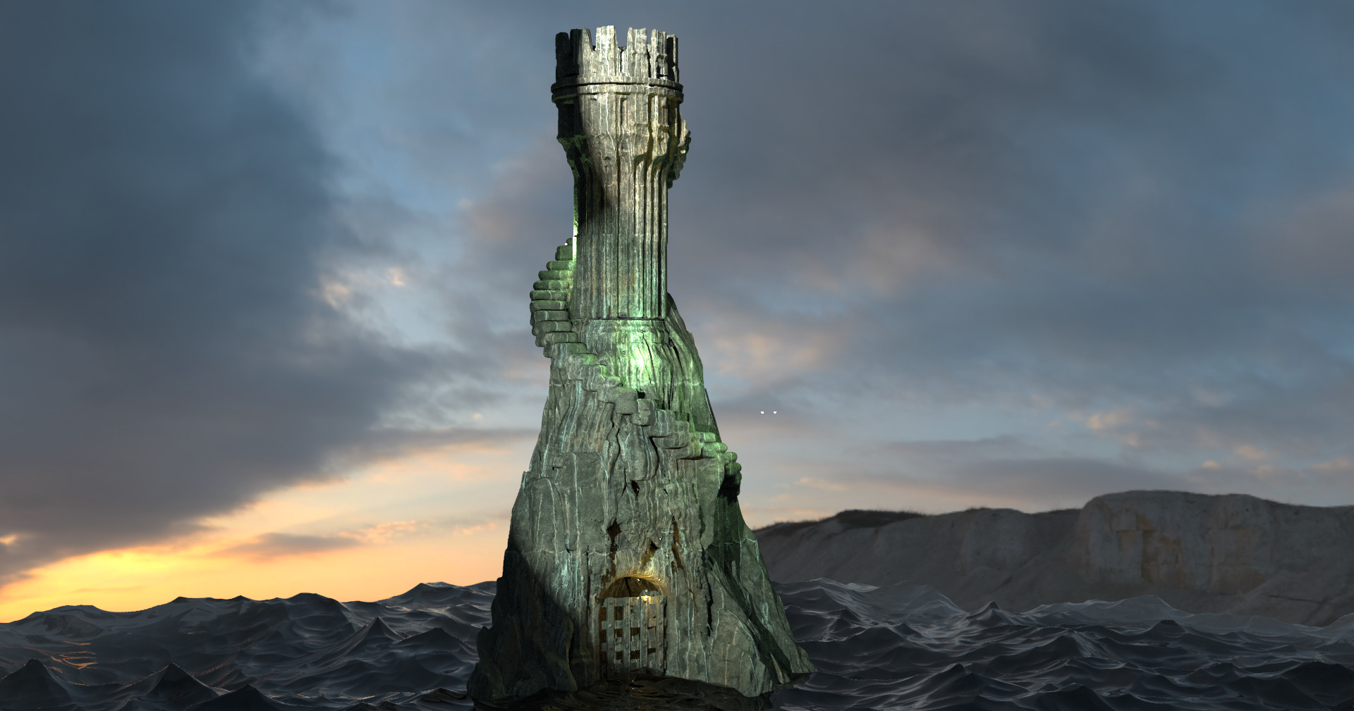 Grey scull Tower 3D model_5