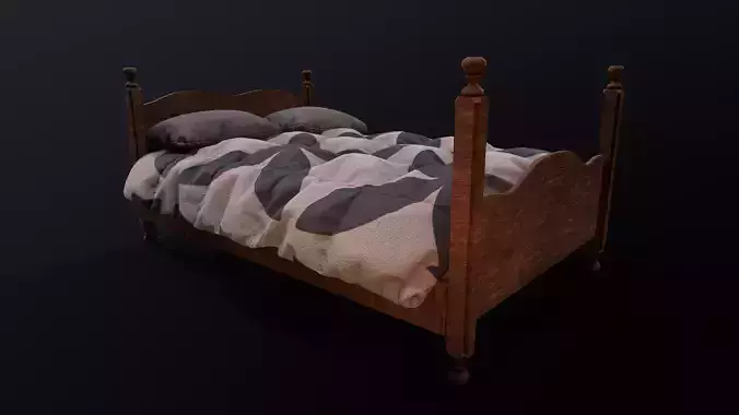 3d  Low Poly Realistic Bed Modelling 