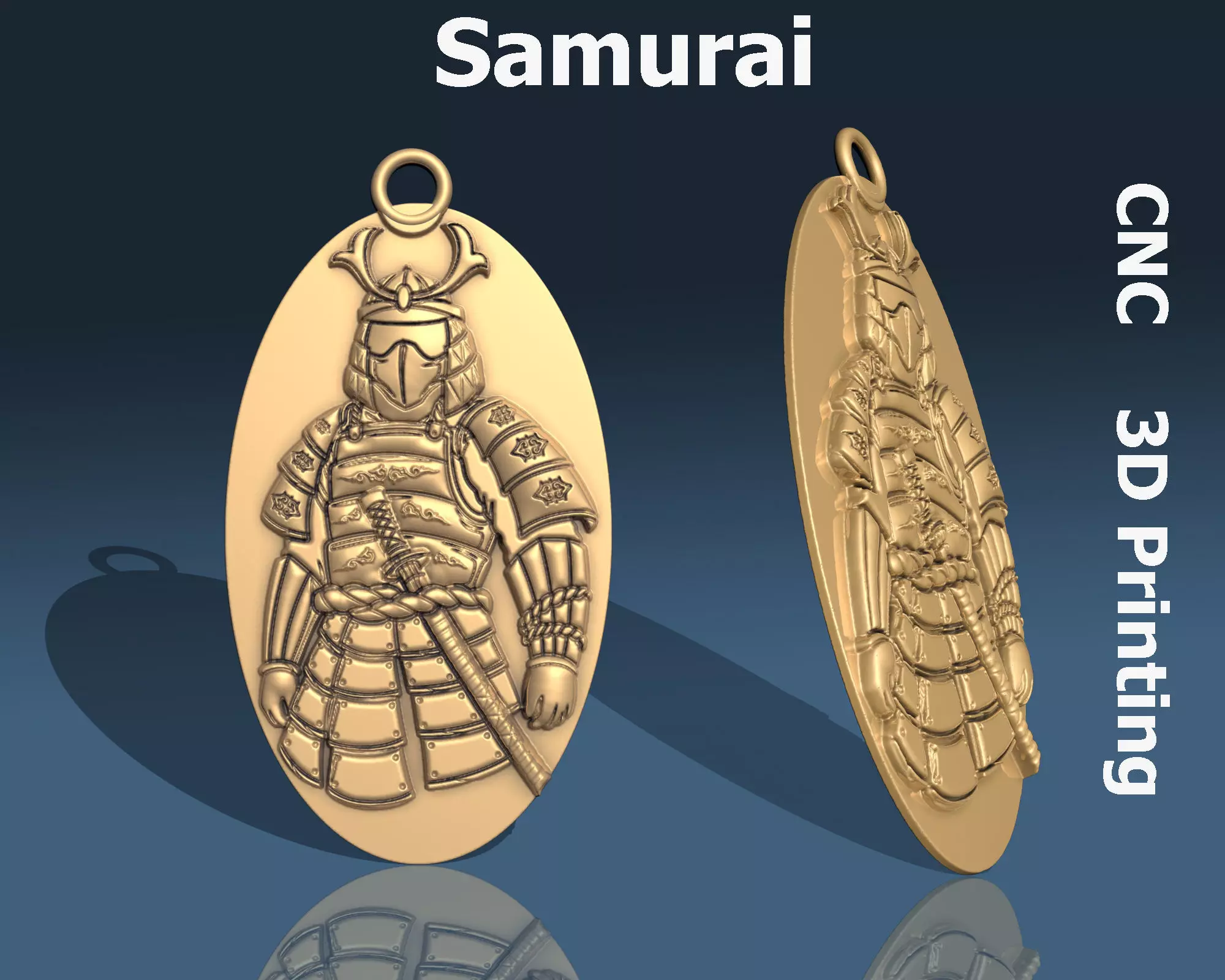 Samurai pendant 3D print model_0