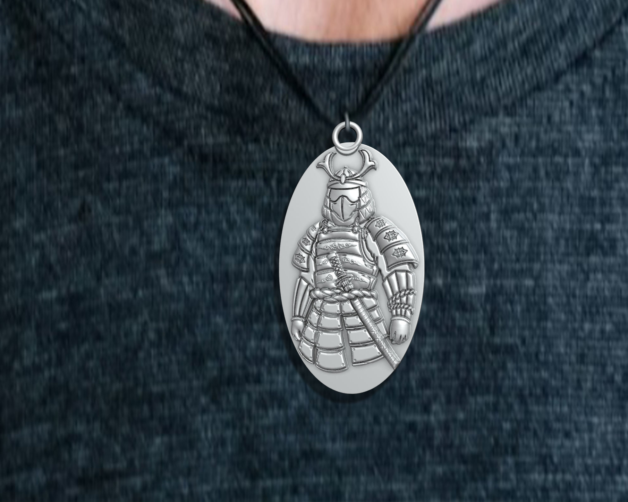 Samurai pendant 3D print model_7