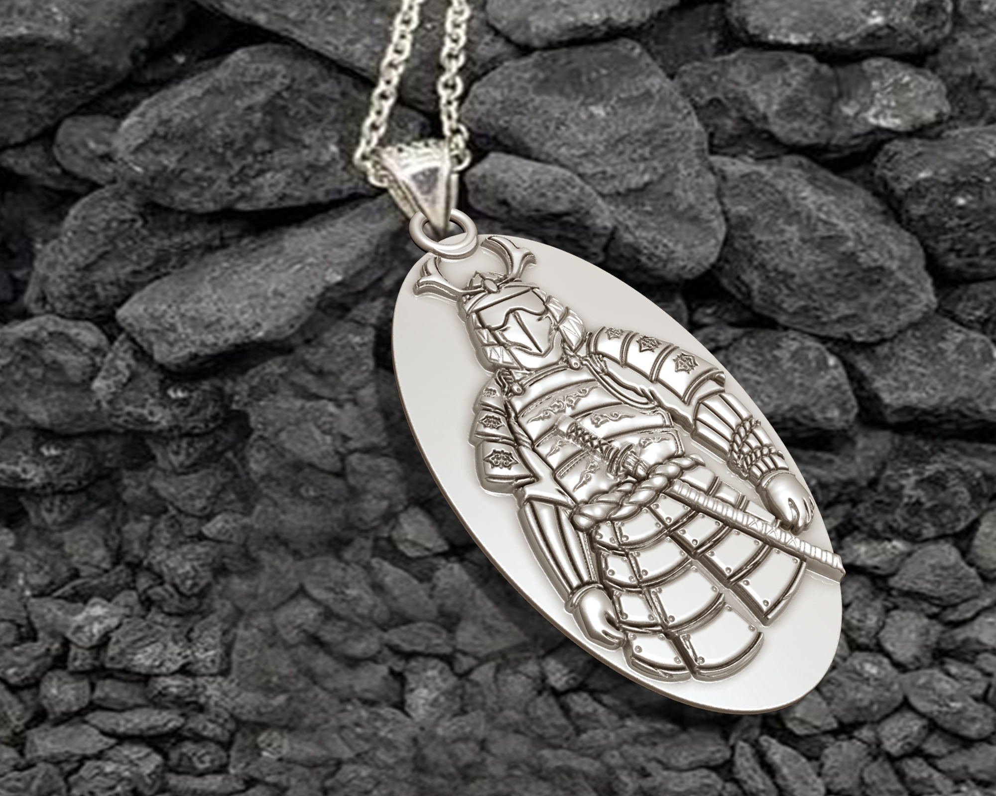 Samurai pendant 3D print model_8