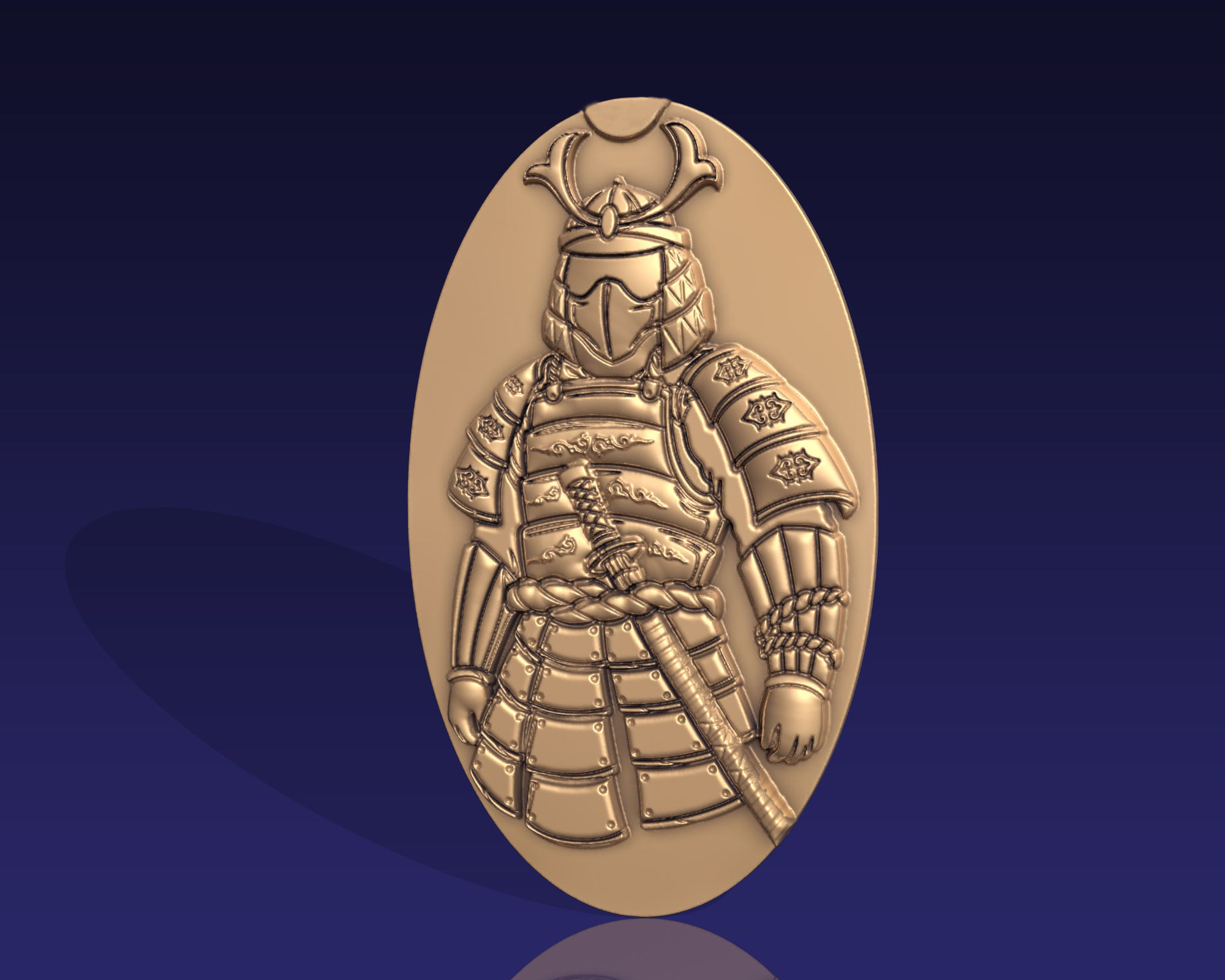 Samurai pendant 3D print model_9