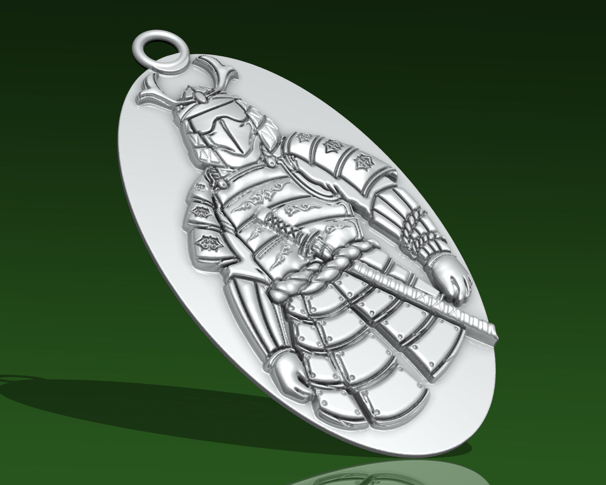 Samurai pendant 3D print model_6