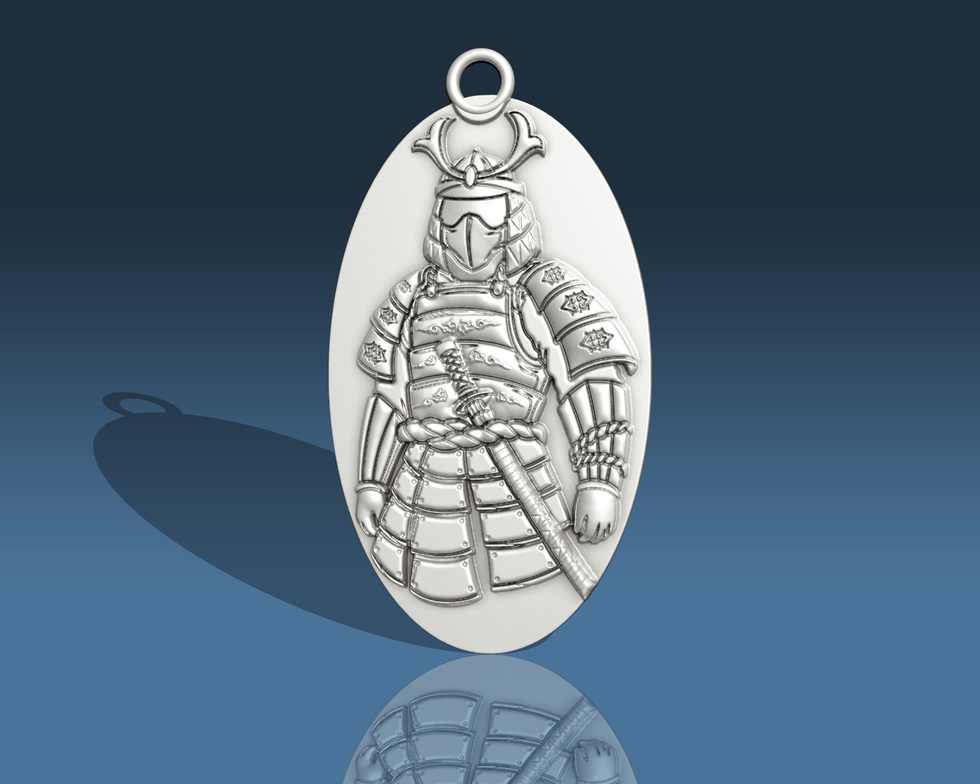 Samurai pendant 3D print model_1