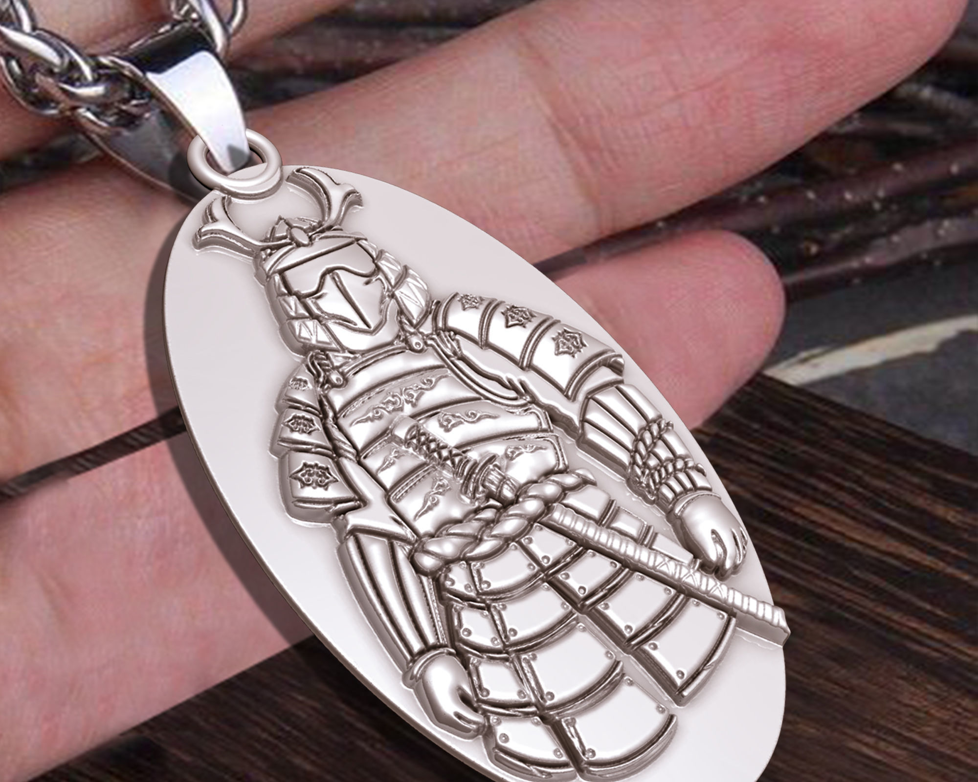 Samurai pendant 3D print model_2