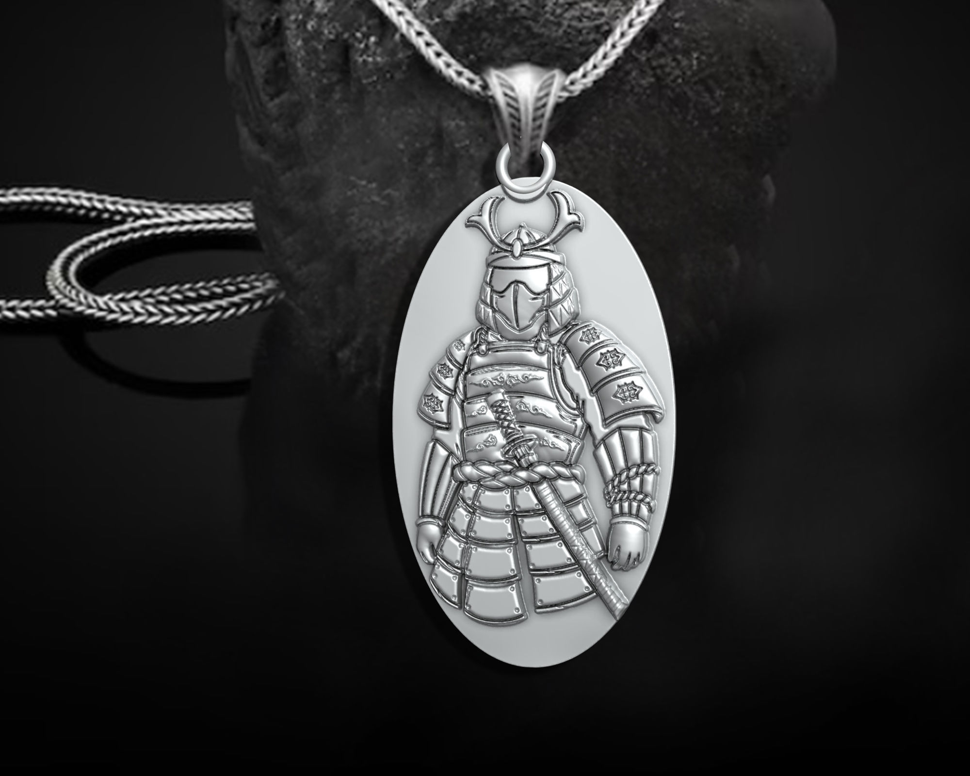 Samurai pendant 3D print model_10
