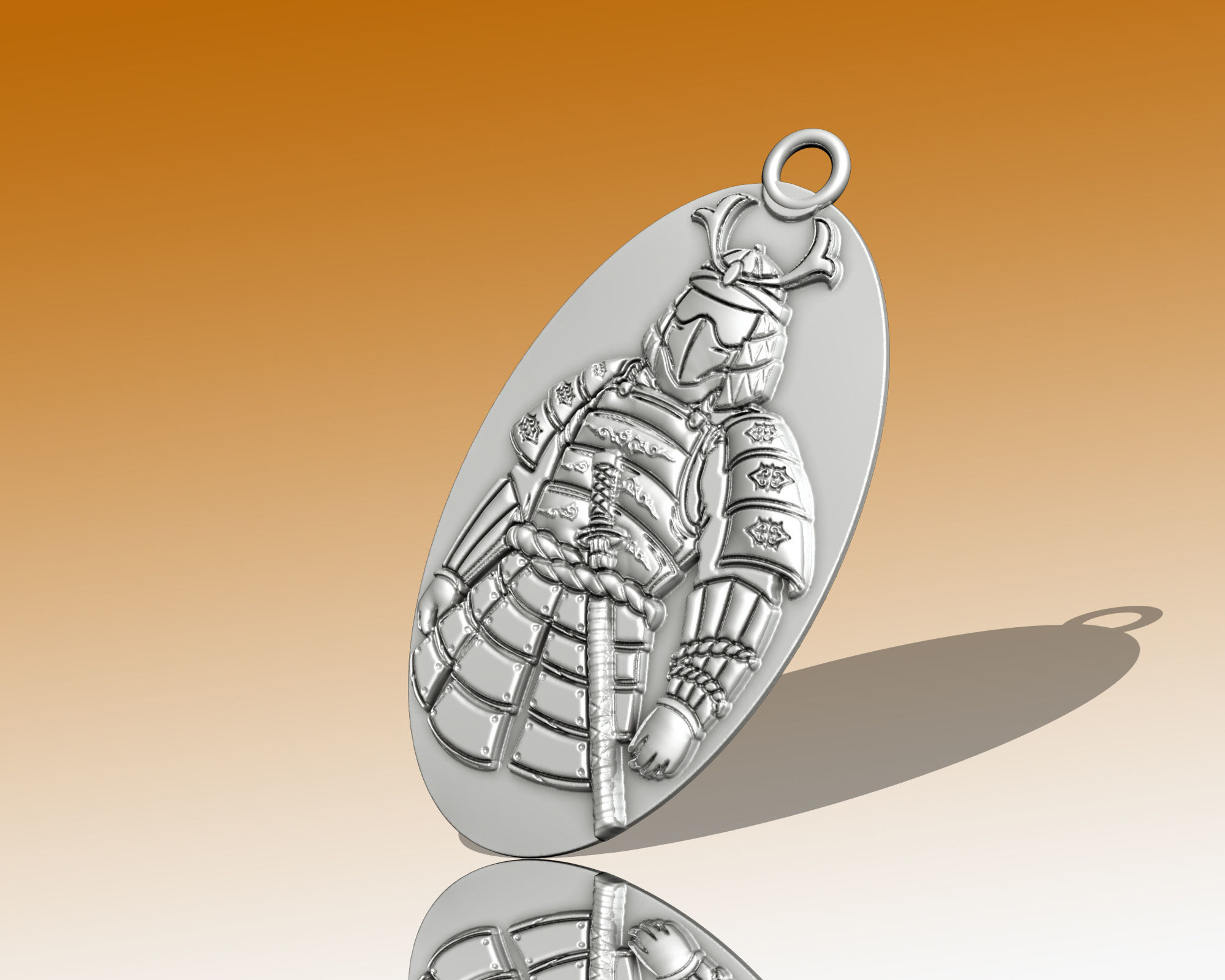 Samurai pendant 3D print model_3