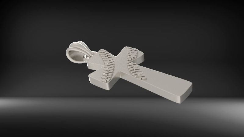 Boys Mens Baseball Cross Pendant Necklace Jewelry Sports 3D print model_14