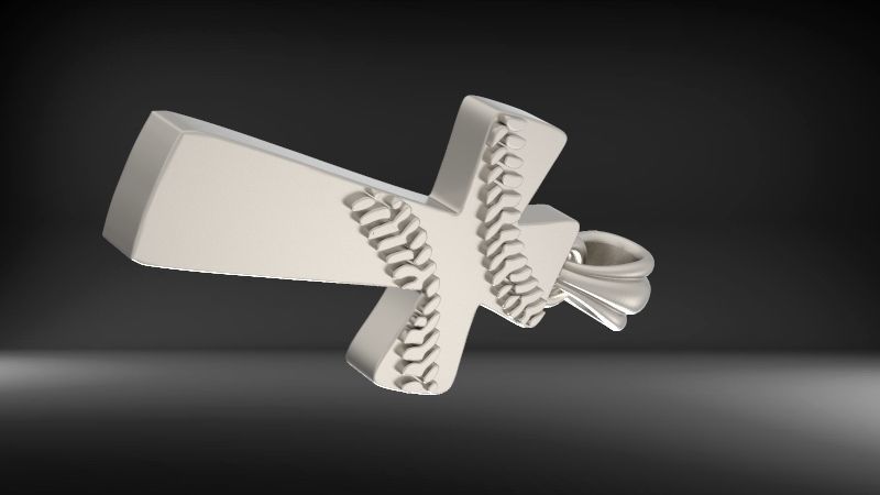 Boys Mens Baseball Cross Pendant Necklace Jewelry Sports 3D print model_18
