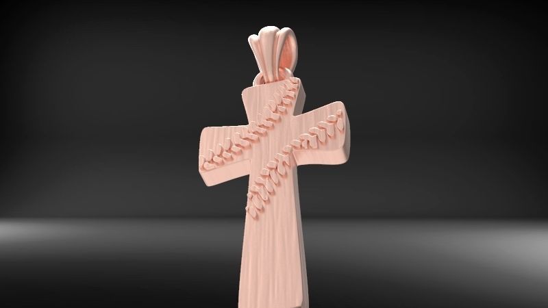 Boys Mens Baseball Cross Pendant Necklace Jewelry Sports 3D print model_8