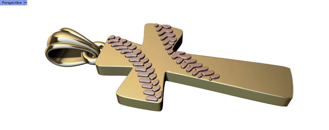 Boys Mens Baseball Cross Pendant Necklace Jewelry Sports 3D print model_4
