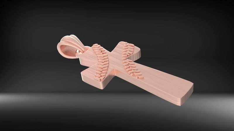 Boys Mens Baseball Cross Pendant Necklace Jewelry Sports 3D print model_9