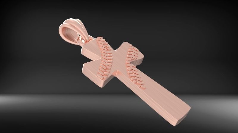 Boys Mens Baseball Cross Pendant Necklace Jewelry Sports 3D print model_10