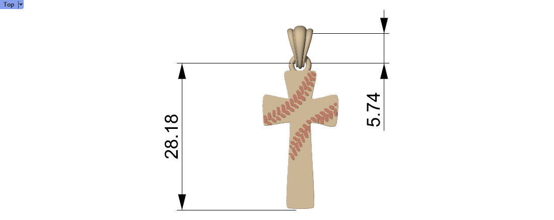 Boys Mens Baseball Cross Pendant Necklace Jewelry Sports 3D print model_3