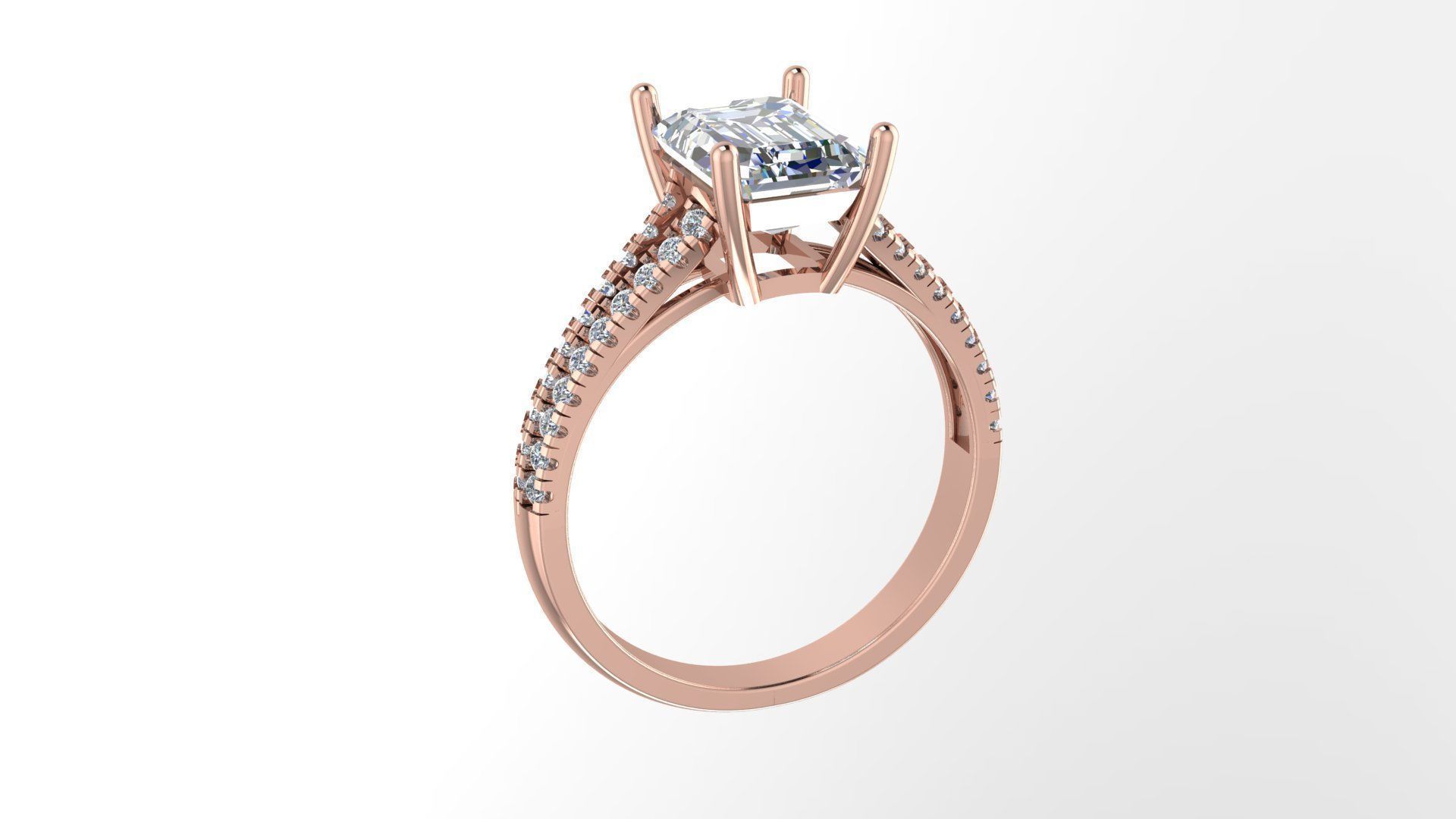 emarald engagement ring 3d model printable model 3D print model_6