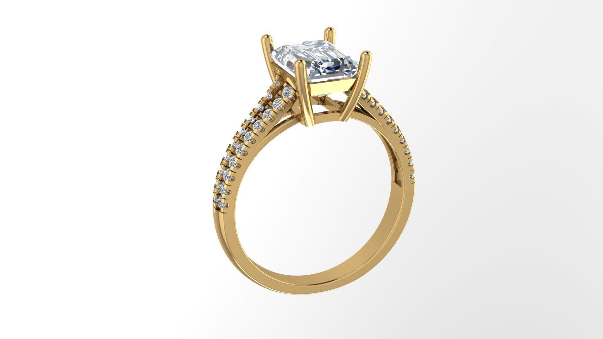 emarald engagement ring 3d model printable model 3D print model_7