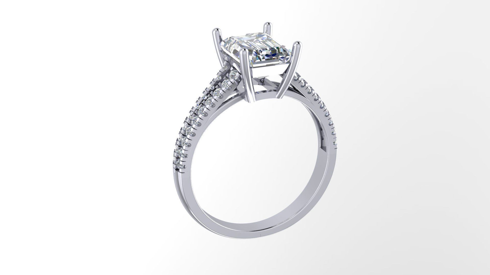 emarald engagement ring 3d model printable model 3D print model_5