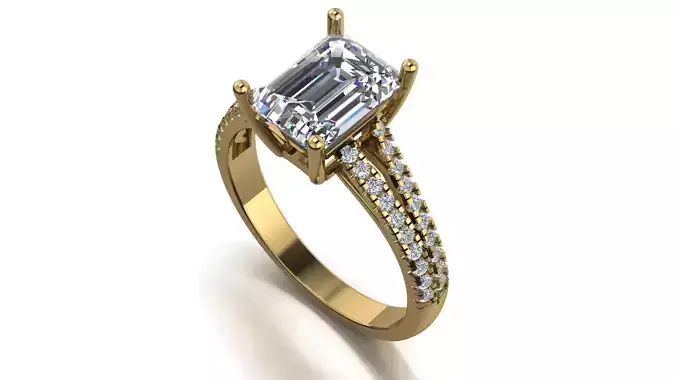 emarald engagement ring 3d model printable model 3D print model