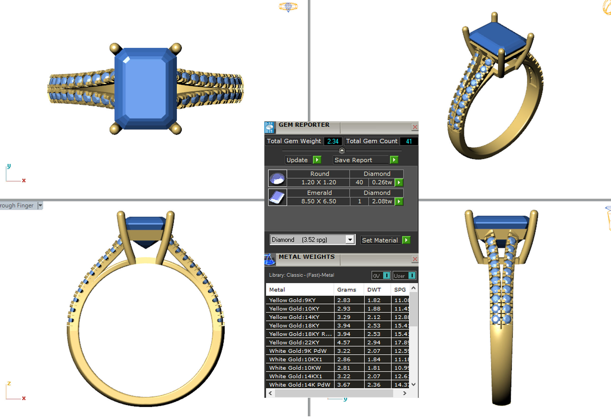 emarald engagement ring 3d model printable model 3D print model_4