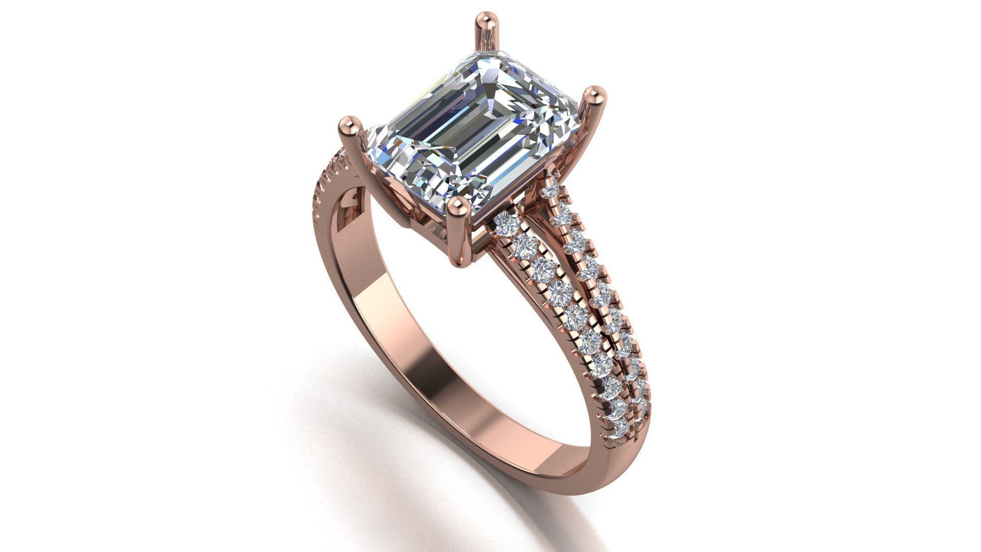 emarald engagement ring 3d model printable model 3D print model_2