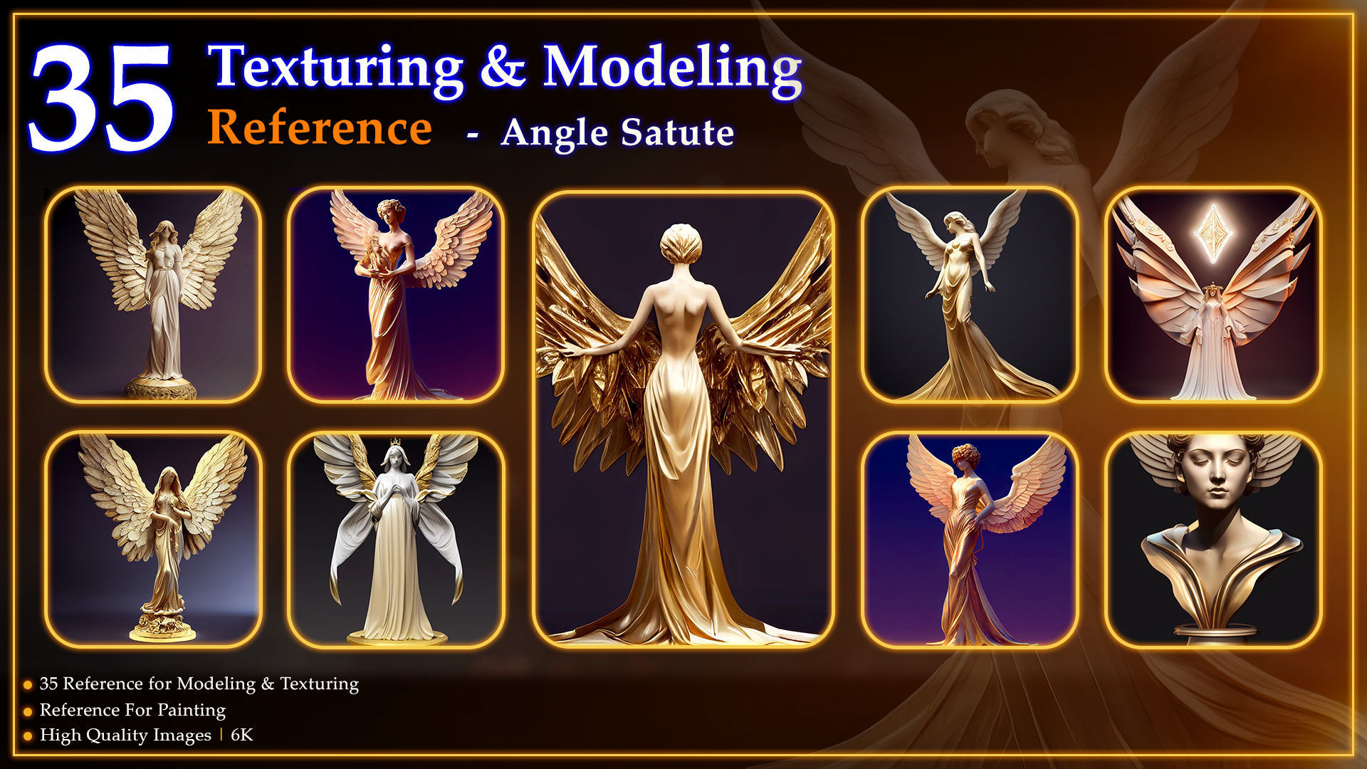35 Texturing and Modeling Reference - Angle Statue 3D model_1