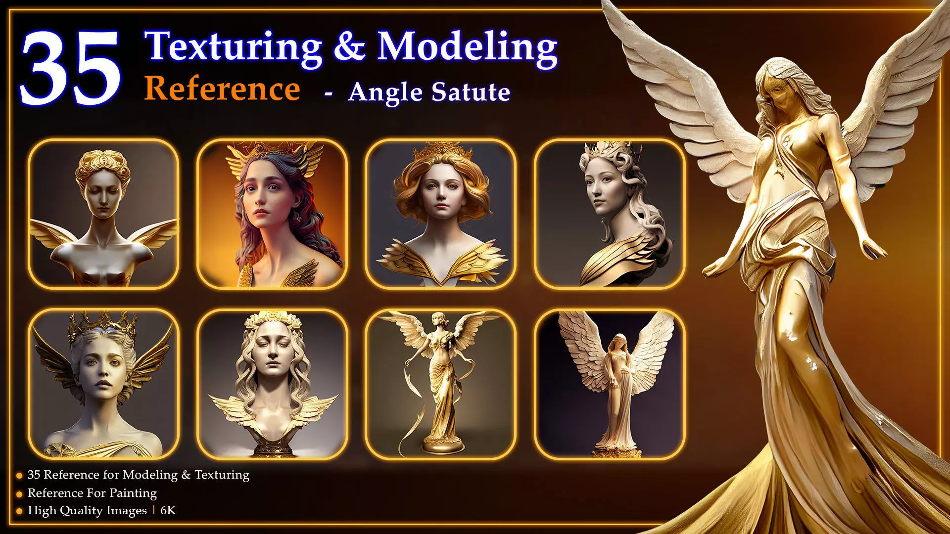 35 Texturing and Modeling Reference - Angle Statue 3D model_0