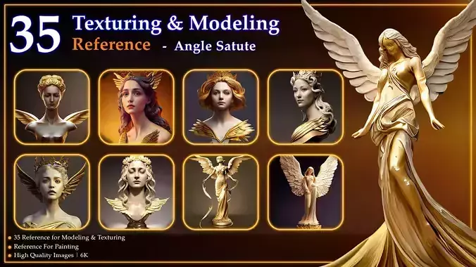 35 Texturing and Modeling Reference - Angle Statue  3D model