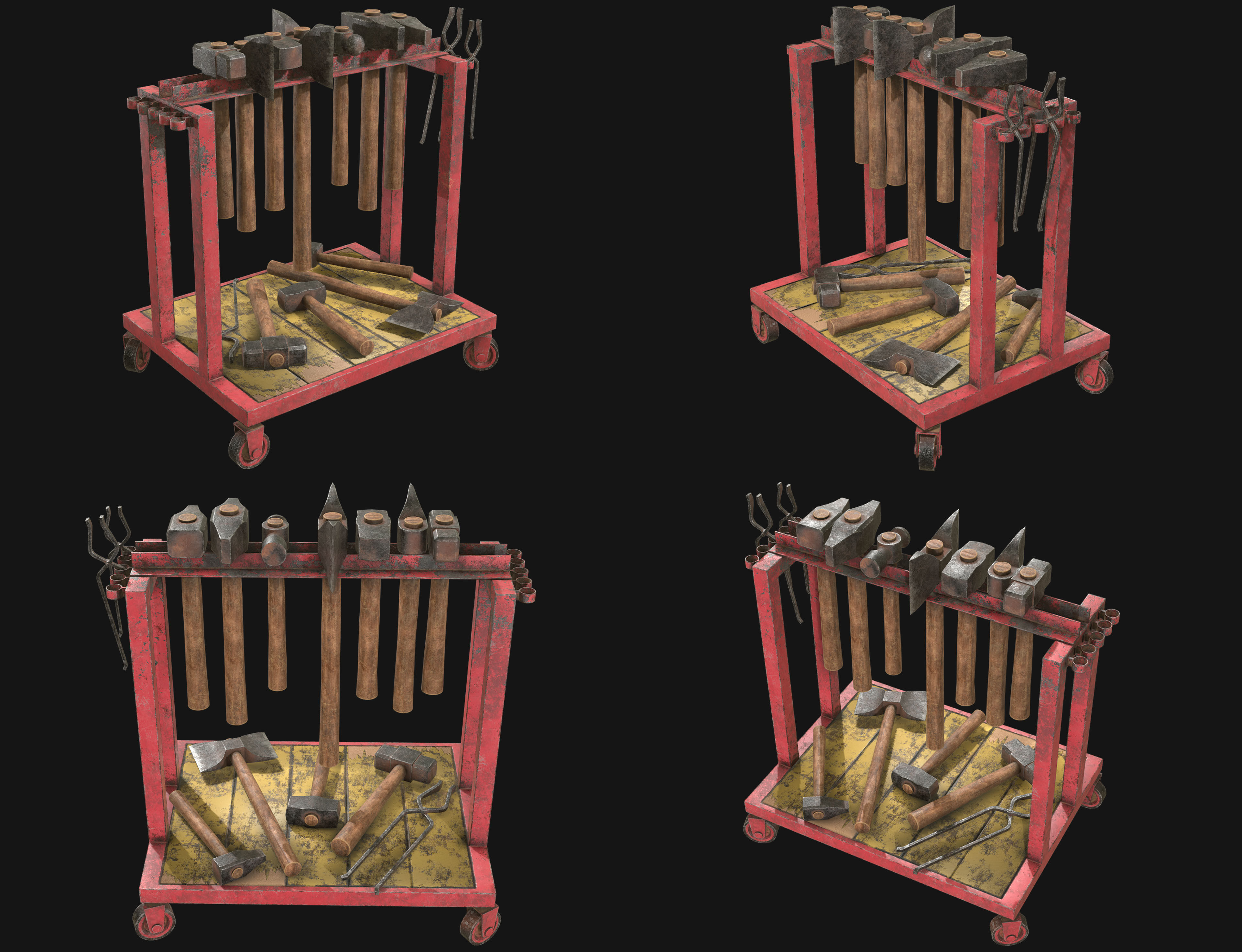 Ironwork Tools Rack Set 1 3D Model Collection_6