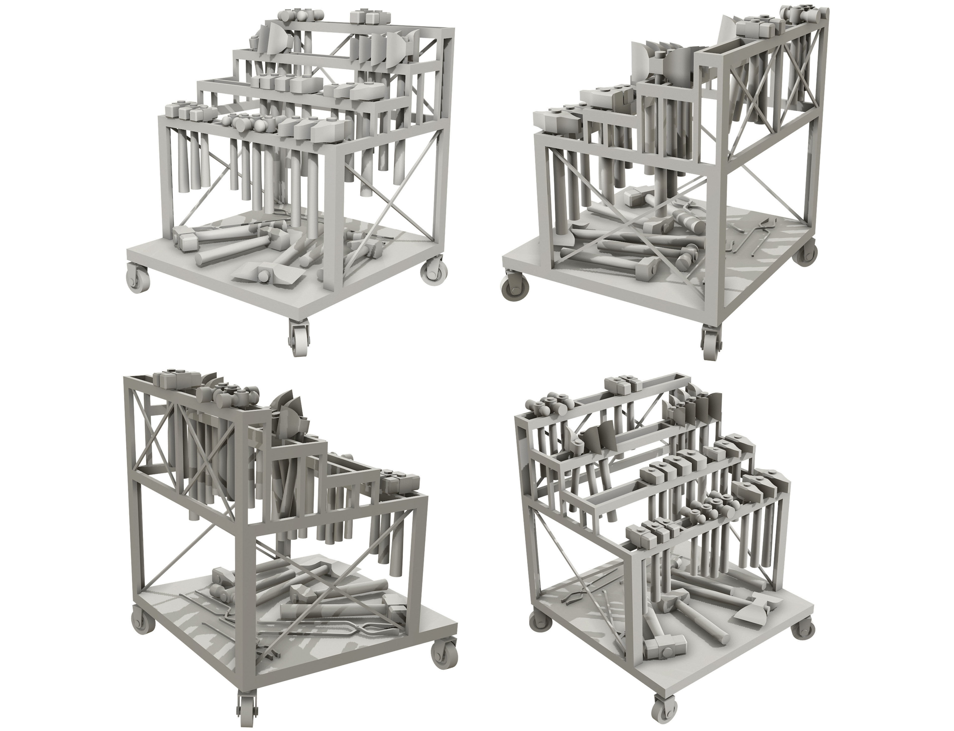 Ironwork Tools Rack Set 1 3D Model Collection_5