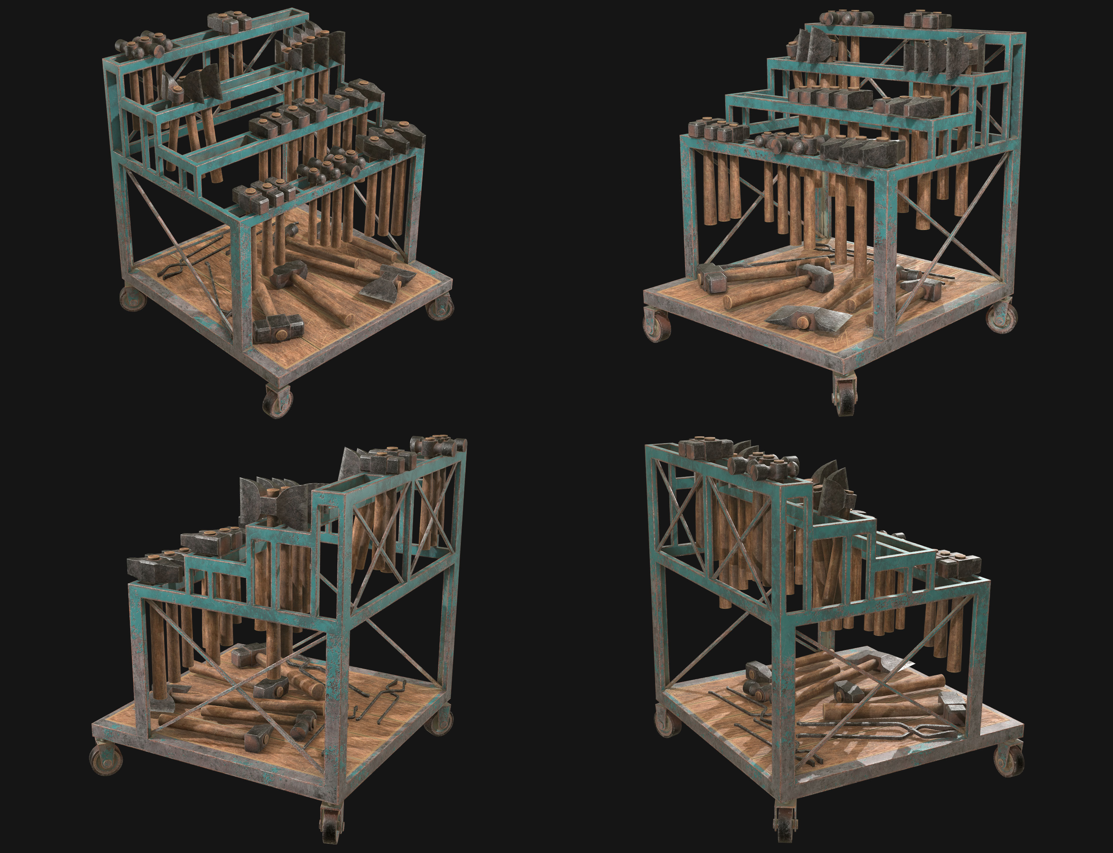 Ironwork Tools Rack Set 1 3D Model Collection_3