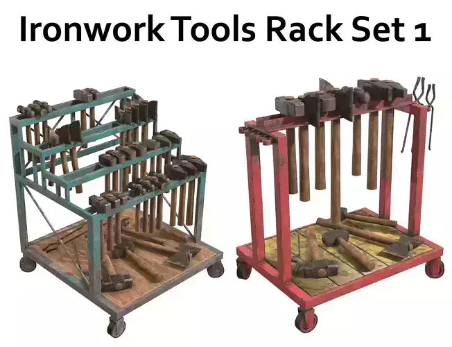 Ironwork Tools Rack Set 1 3D Model Collection