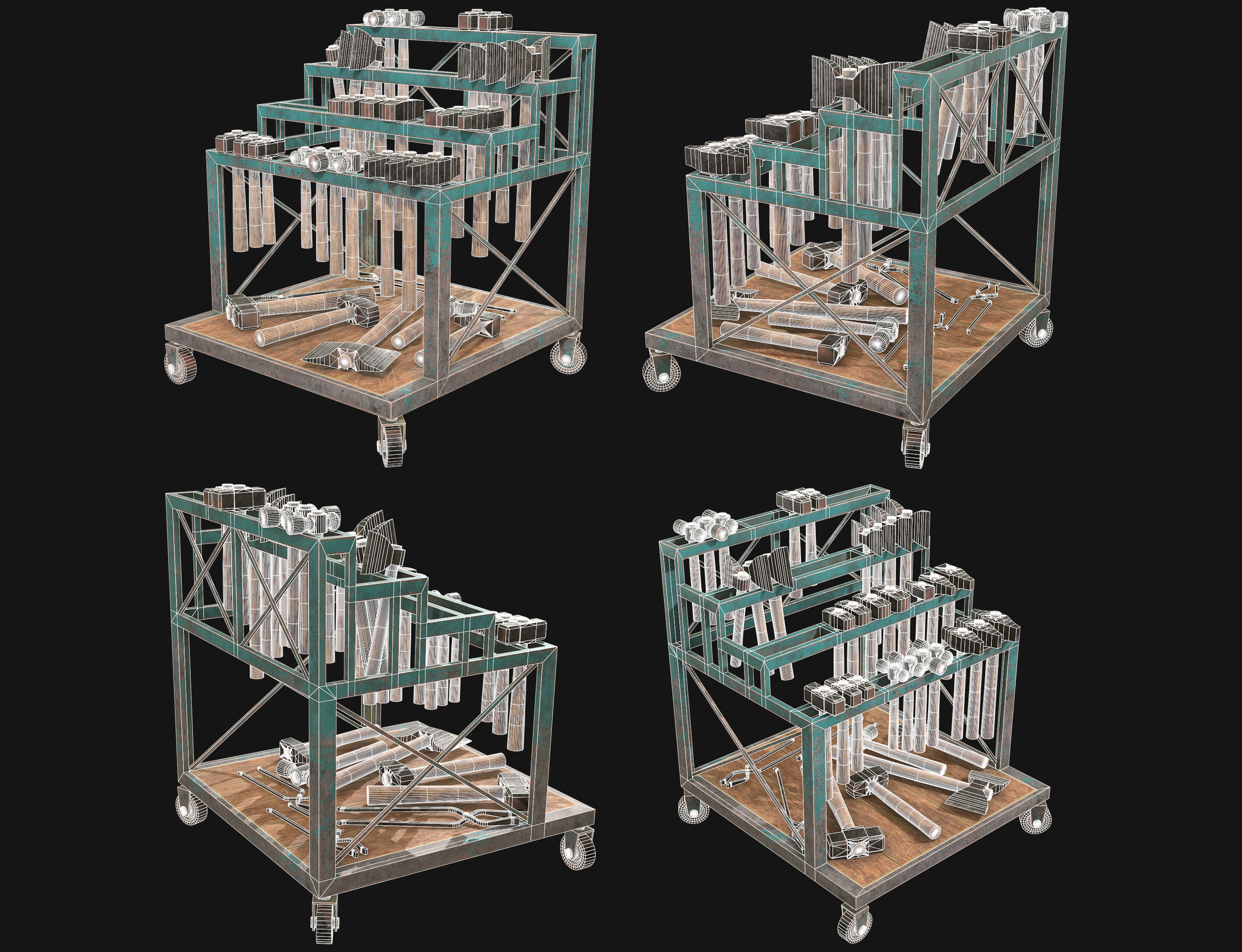 Ironwork Tools Rack Set 1 3D Model Collection_4