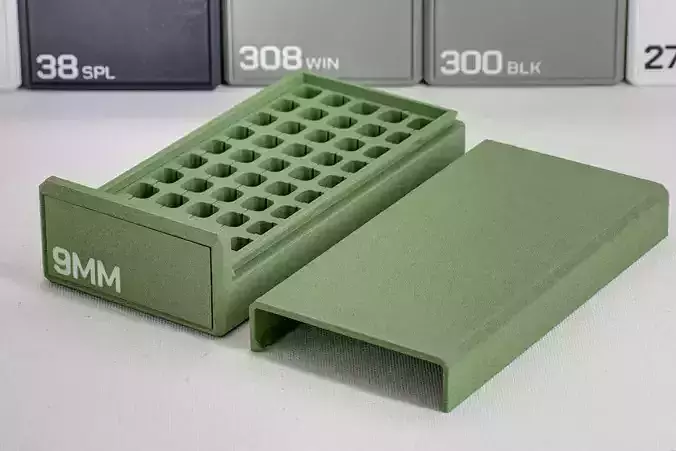AMMO BOX 9mm AMMUNITION STORAGE 50 ROUNDS AMMO CRATE 9 mm Free 3D print model
