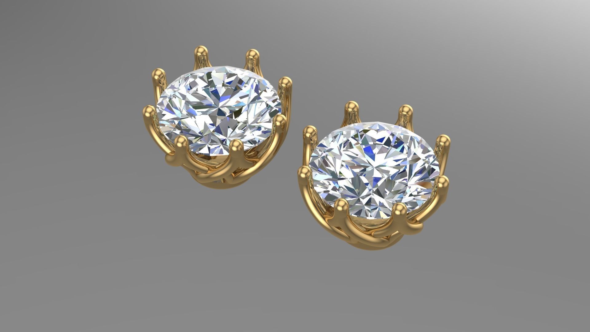 8 pair Round Stud Earrings 3D print model 3D print model_8