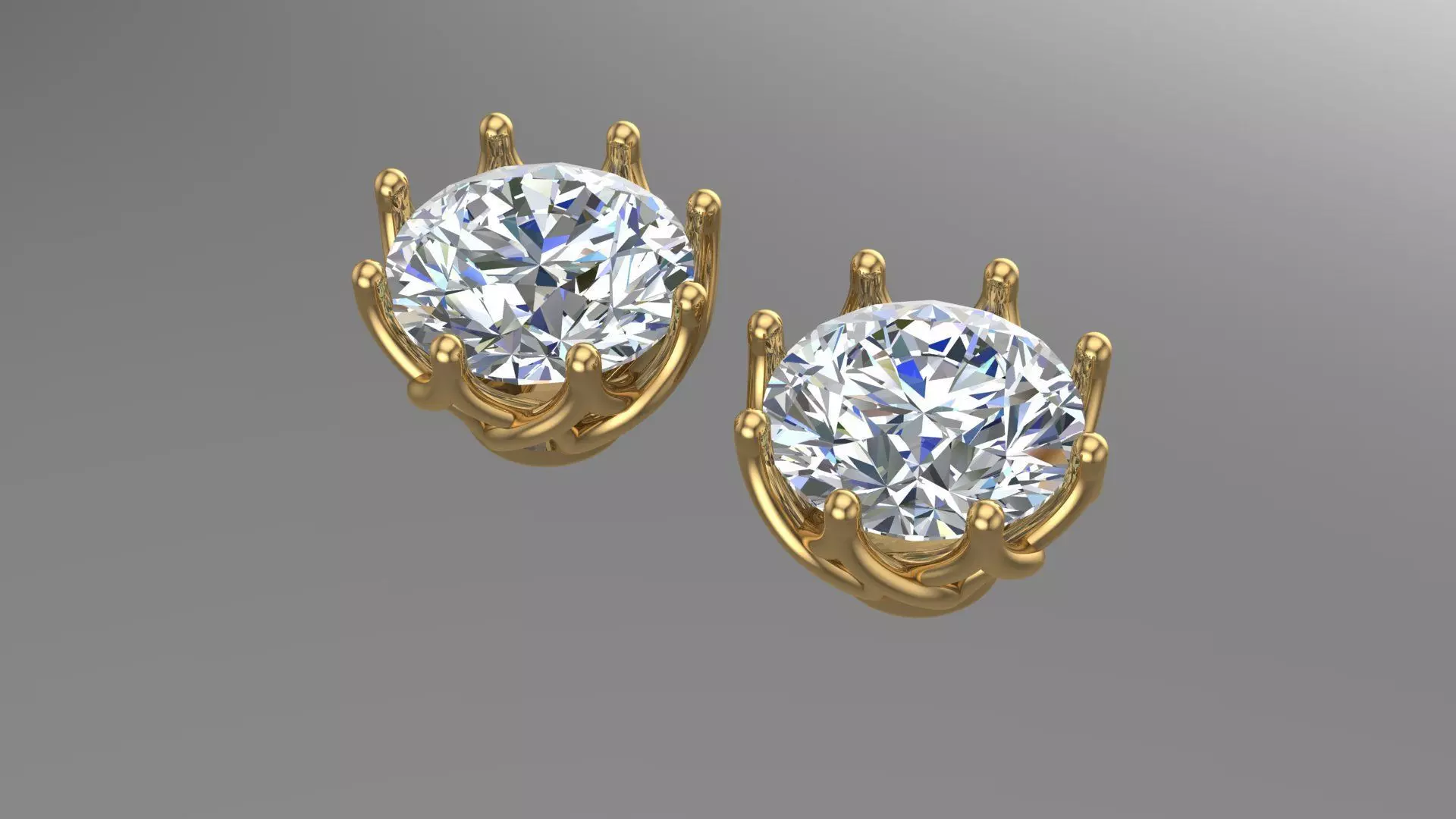 8 pair Round Stud Earrings 3D print model 3D print model_0