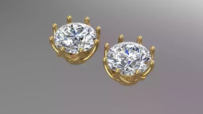 8 pair Round Stud Earrings 3D print model  3D print model