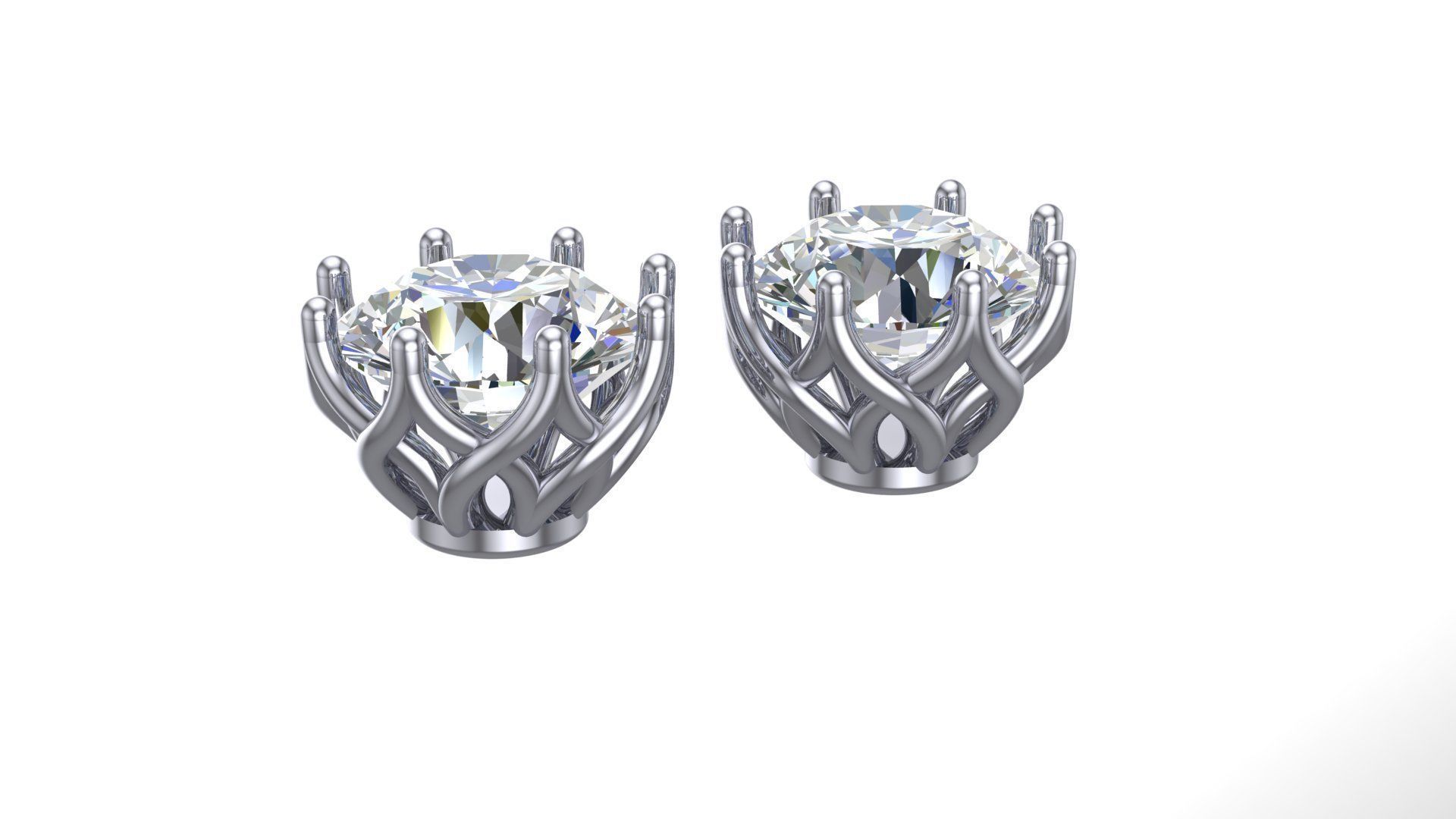 8 pair Round Stud Earrings 3D print model 3D print model_5